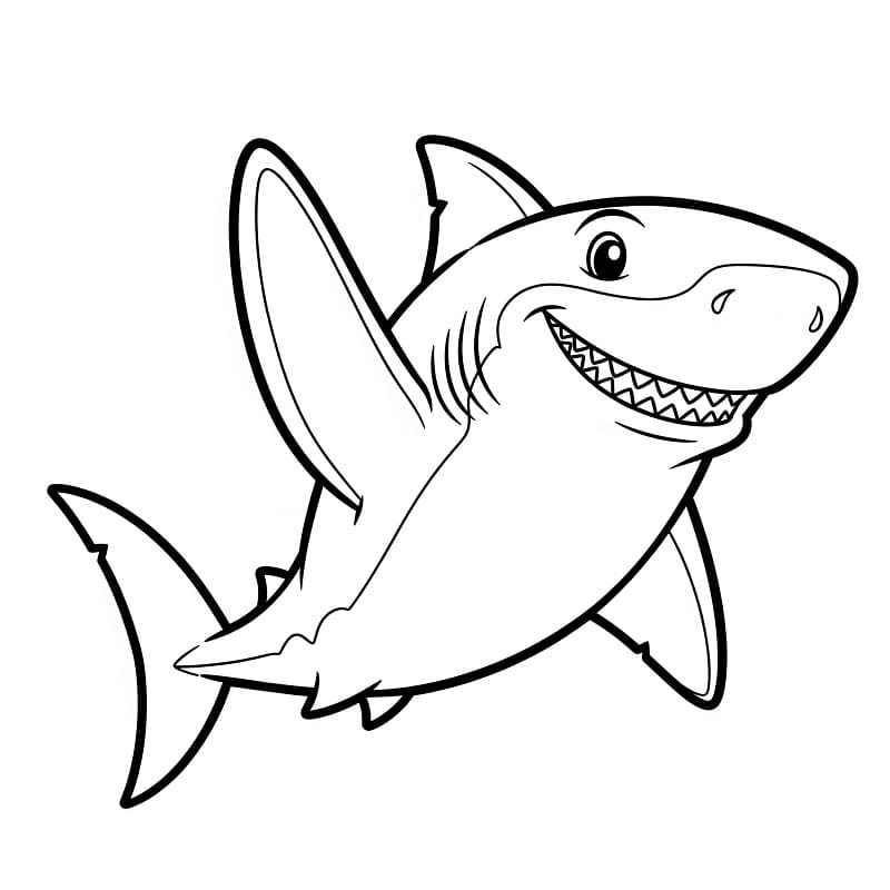 Žralok tisknutelný pro děti omalovánka