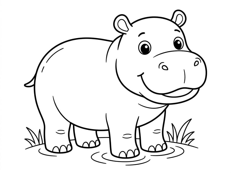 Animovaný hroch omalovánka