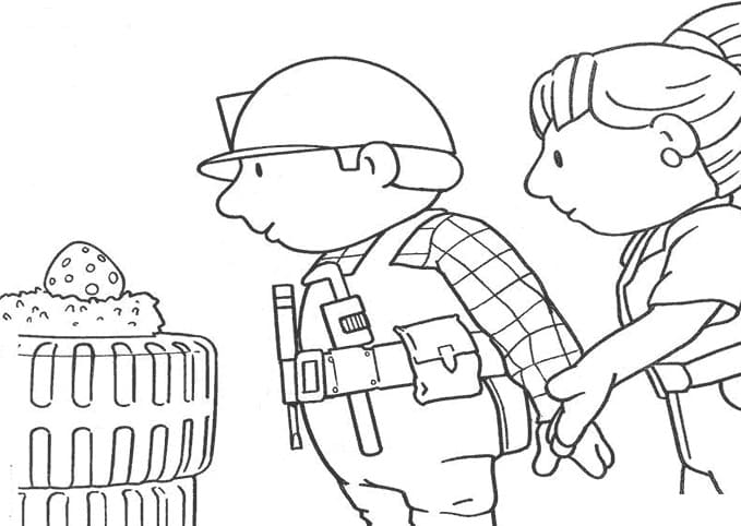 Bořek Stavitel tisknutelný pro děti omalovánka