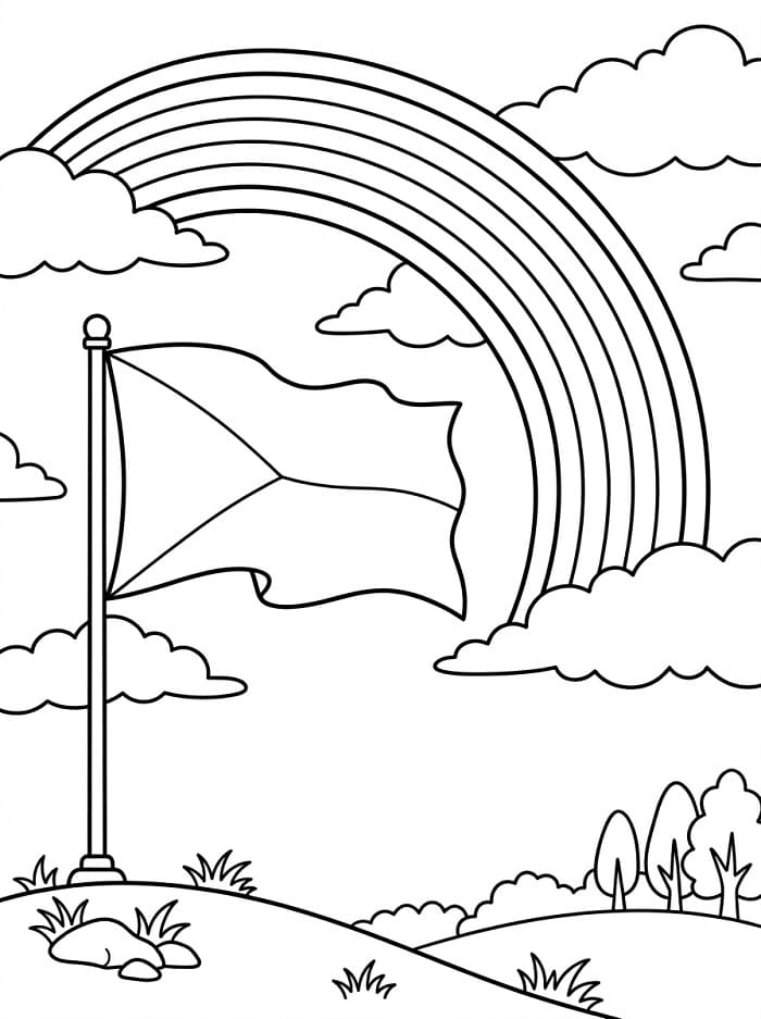 Česká vlajka a duha omalovánka