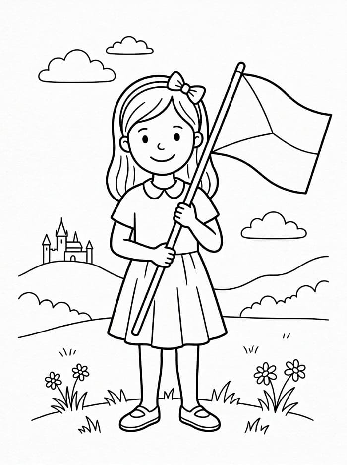 Dívka a česká vlajka omalovánka
