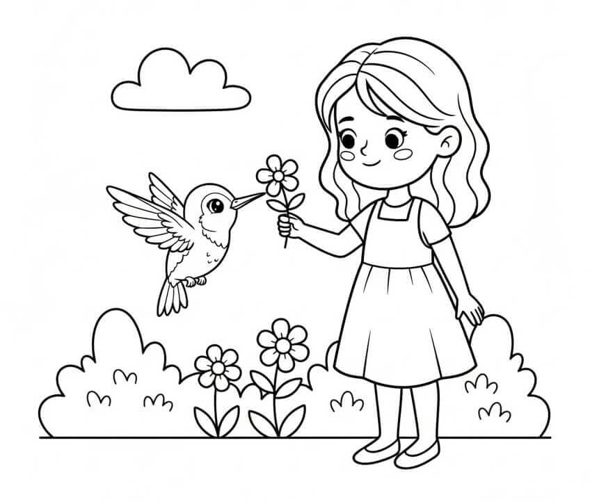 Fantastický Kolibřík omalovánka