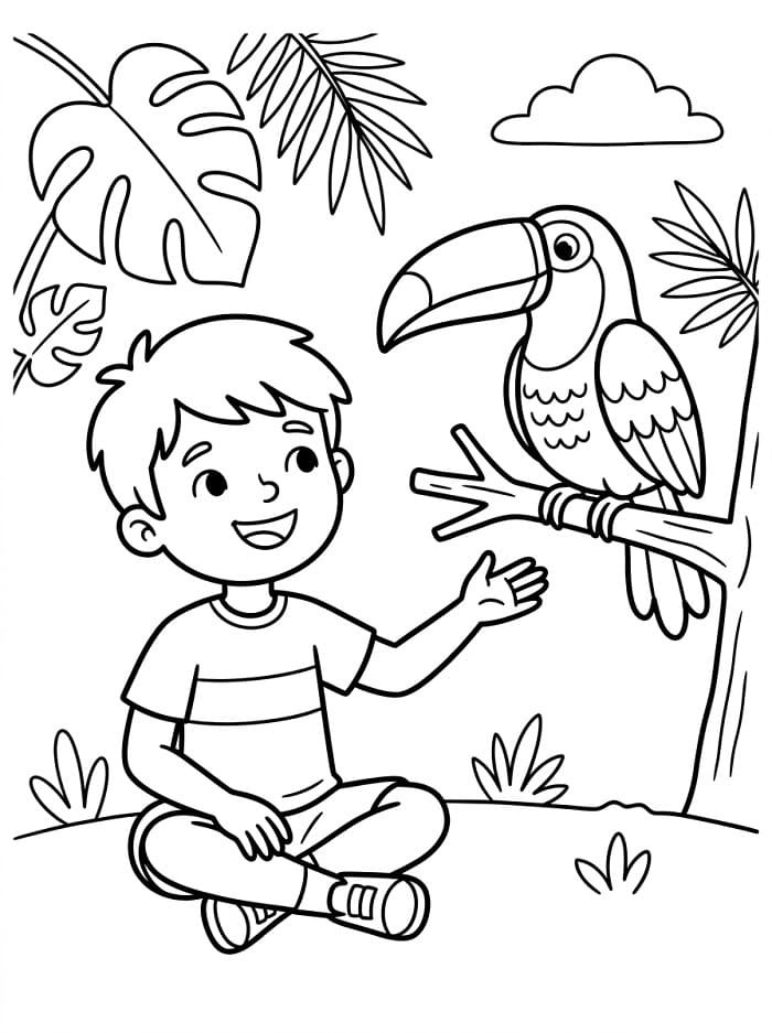 Jeden pták tukan omalovánka