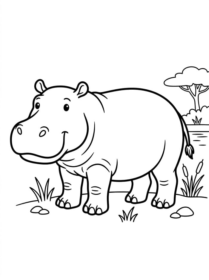 Jednoduchý hroch omalovánka