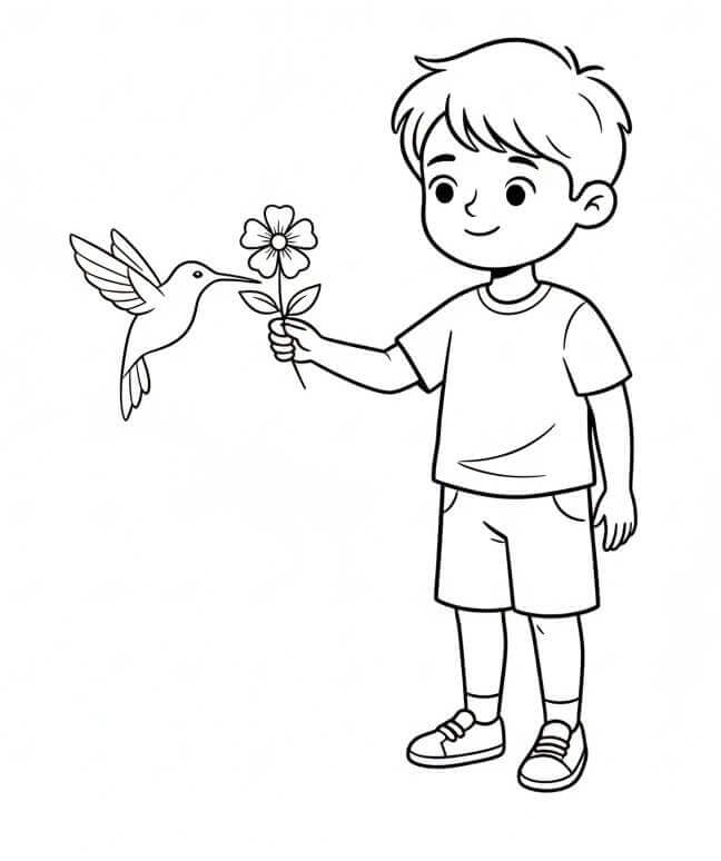 Krásný Kolibřík omalovánka