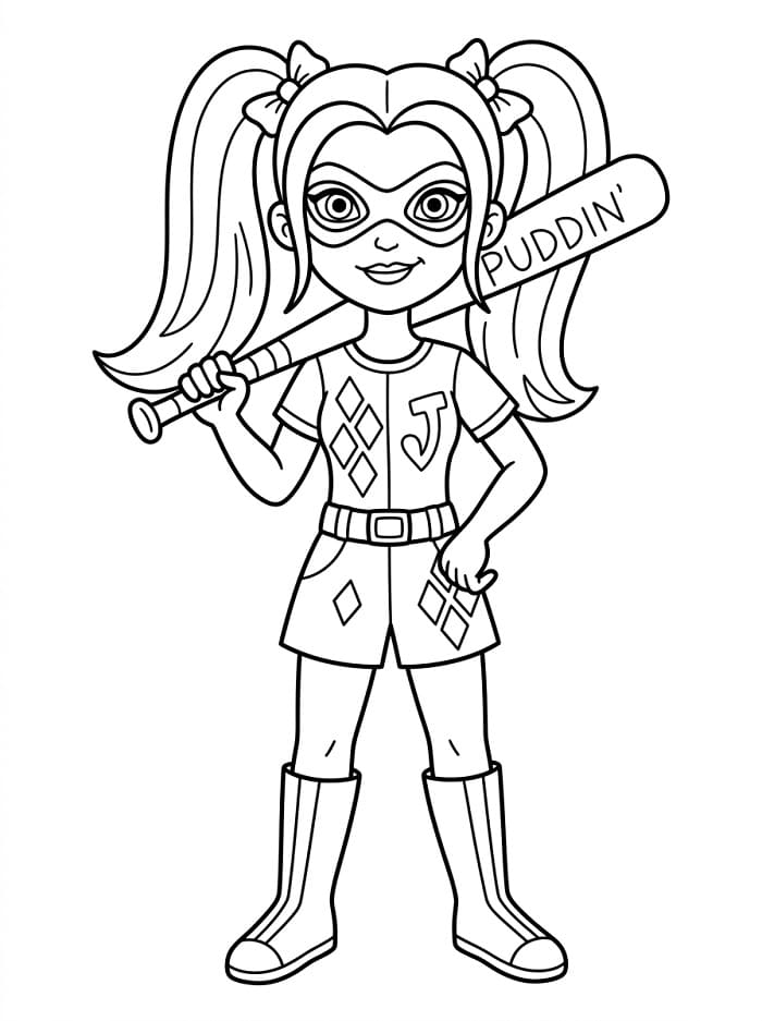 Kreslená Harley Quinn omalovánka