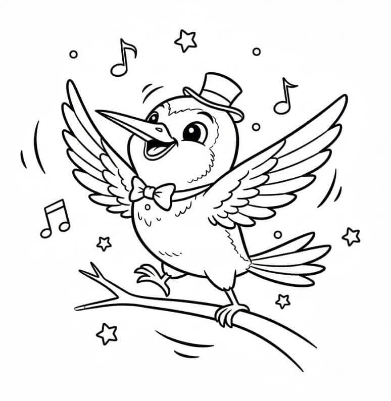 Kreslený Kolibřík omalovánka