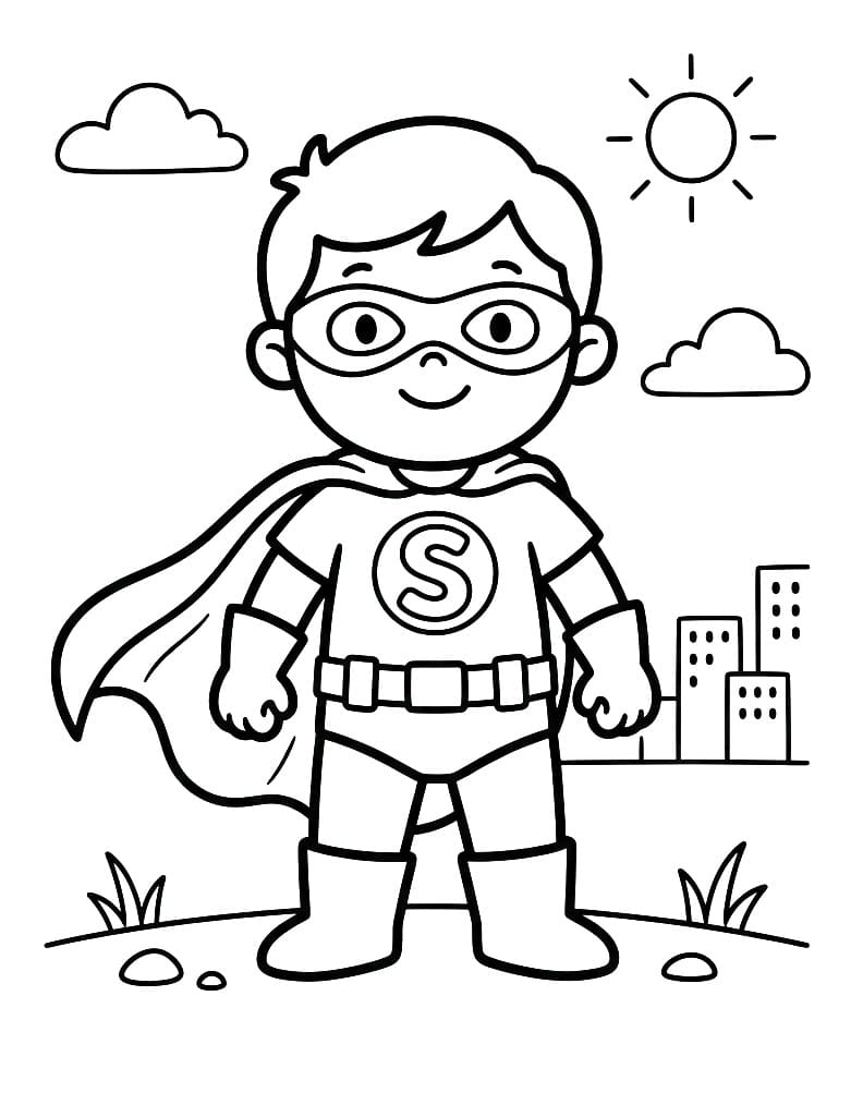 Kreslený Superhrdina omalovánka