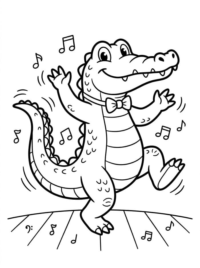 Kreslený aligátor omalovánka