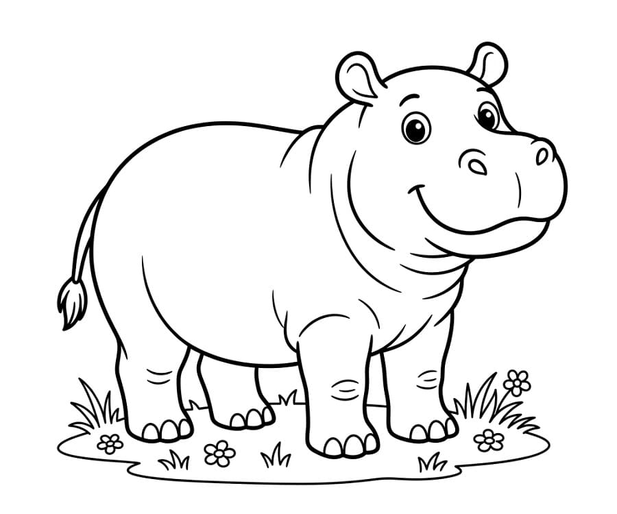 Kreslený hroch omalovánka