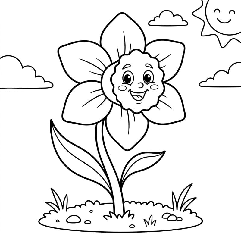 Kreslený narcis omalovánka