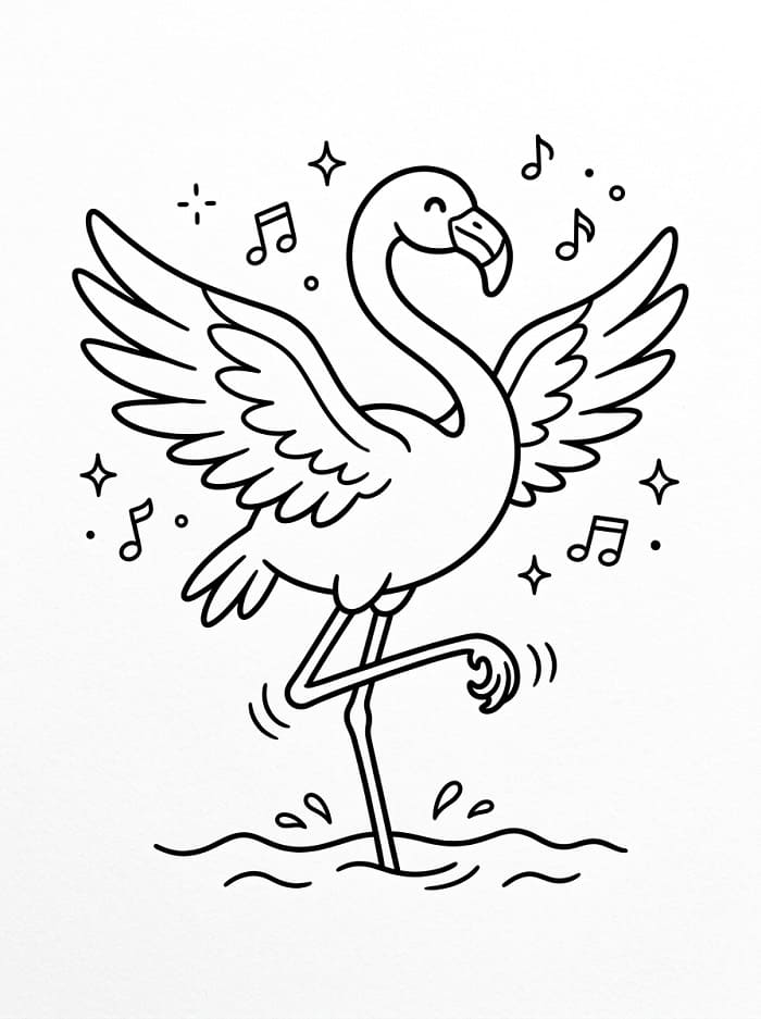 Laskavý Plameňák omalovánka