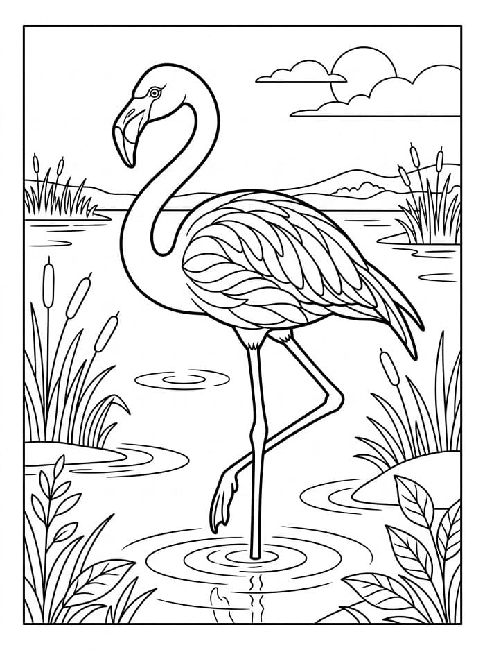 Normální Plameňák omalovánka