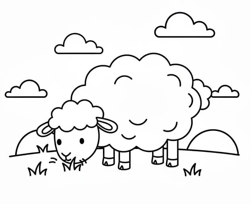 Ovce tisknutelná pro děti omalovánka