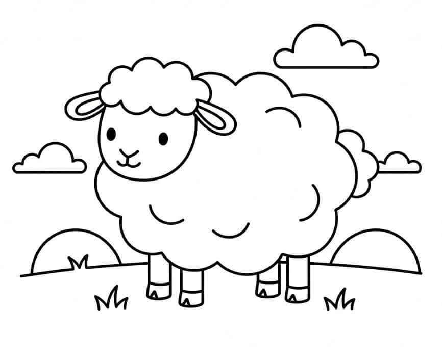 Ovce zdarma tisknutelná omalovánka