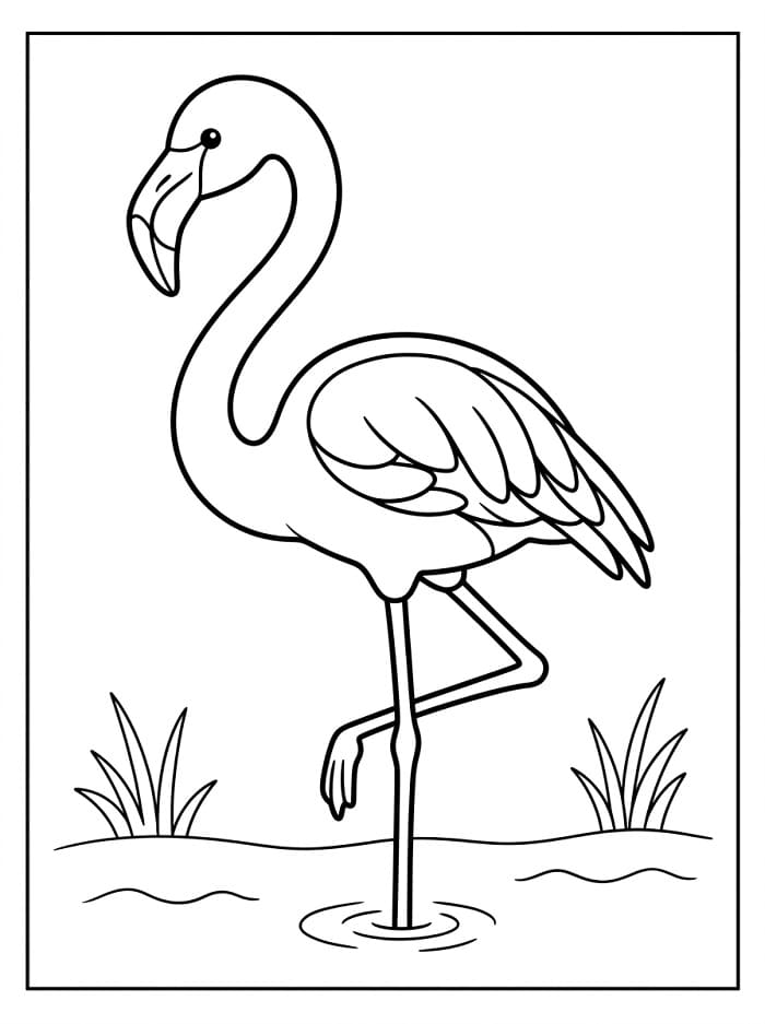 Pěkný Plameňák omalovánka