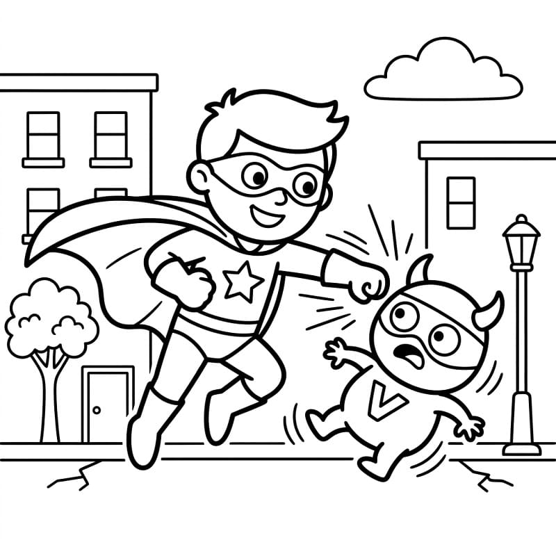 Pěkný Superhrdina omalovánka