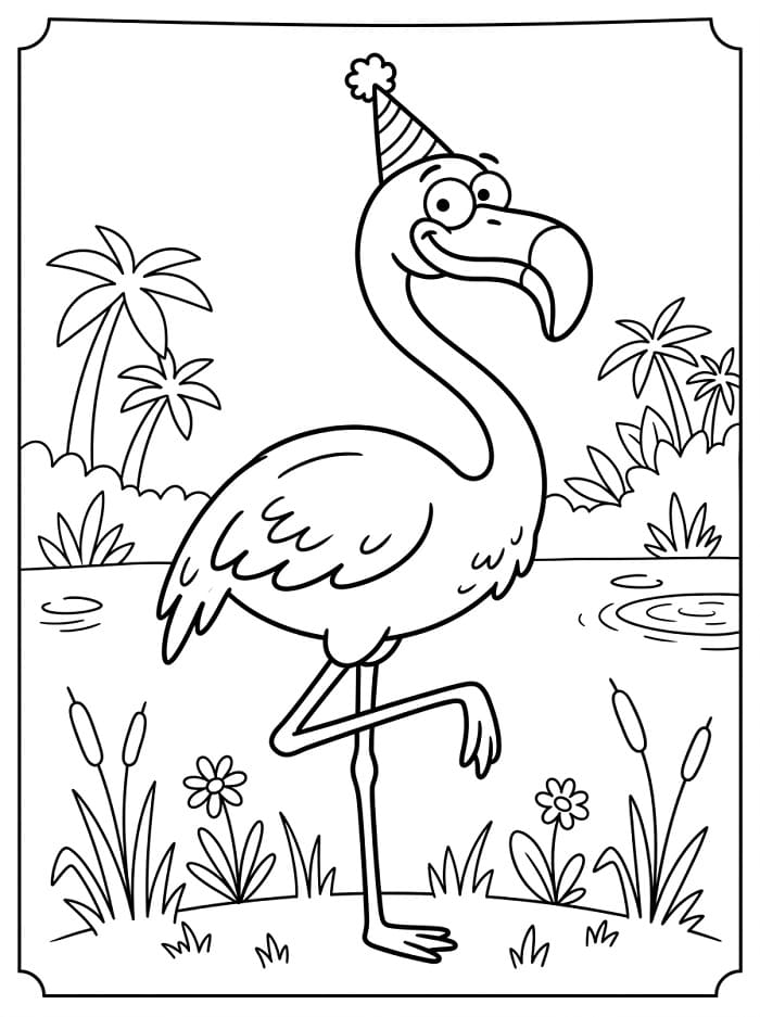 Plameňák Snadný omalovánka