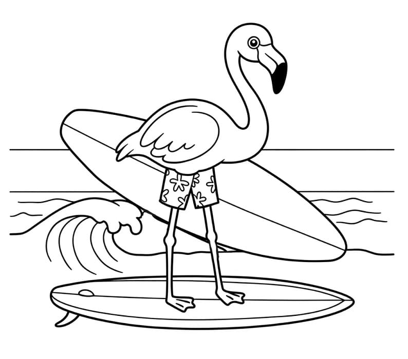 Plameňák k tisku omalovánka