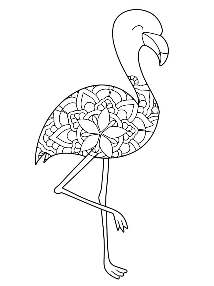 Plameňák tisknutelný omalovánka