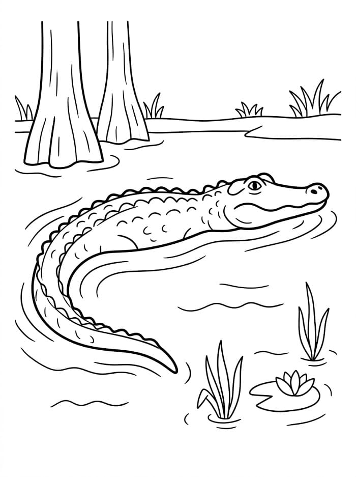 Plavající aligátor omalovánka