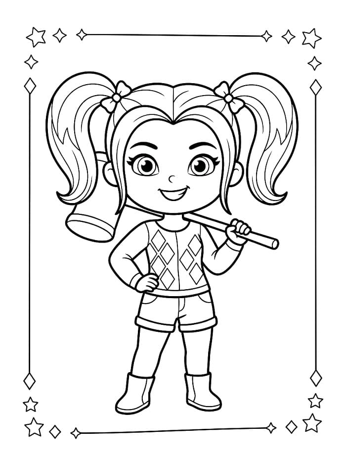 Přátelská Harley Quinn omalovánka