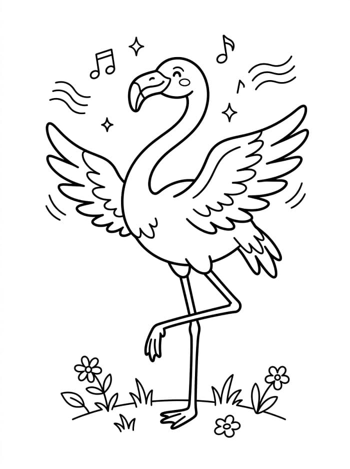 Přátelský Plameňák omalovánka