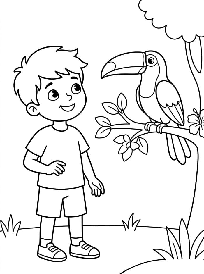 Pták tukan omalovánka