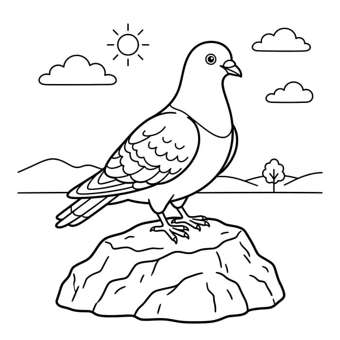 Rozkošný holub omalovánka