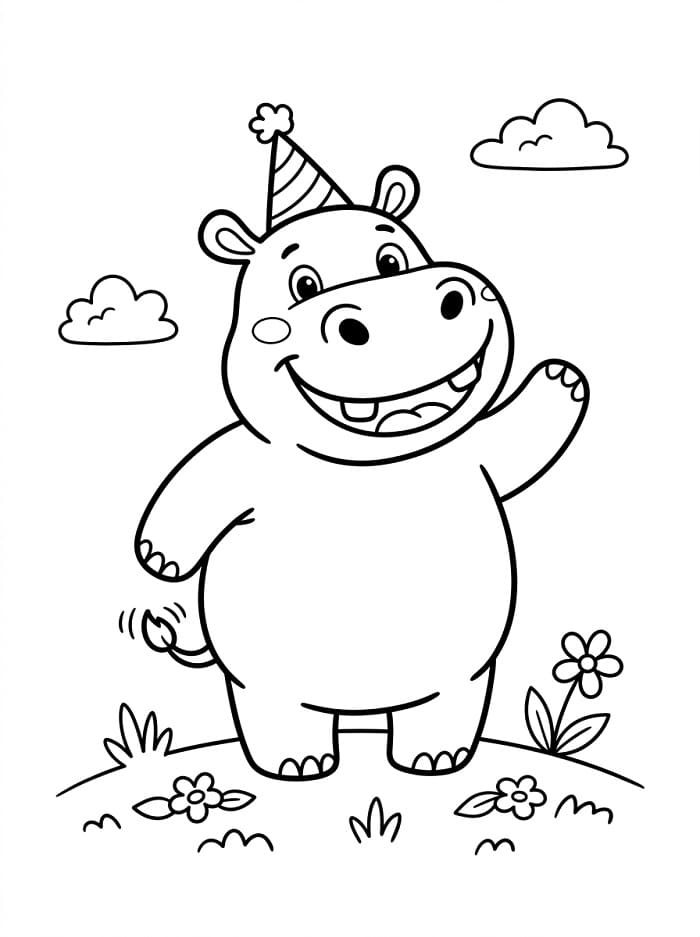 Rozkošný hroch omalovánka