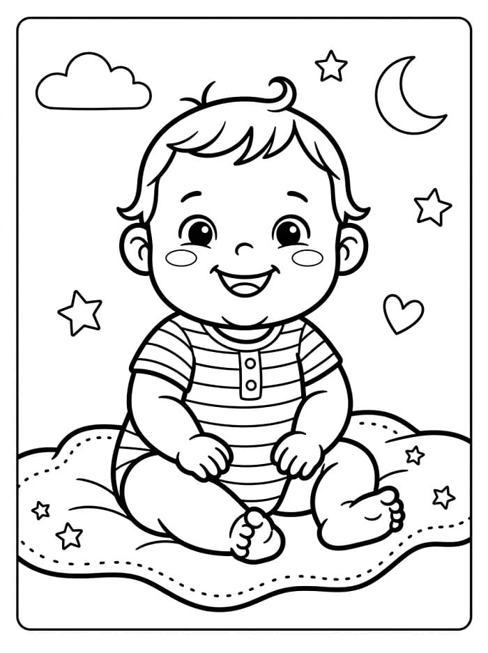 Roztomilé kreslené miminko omalovánka