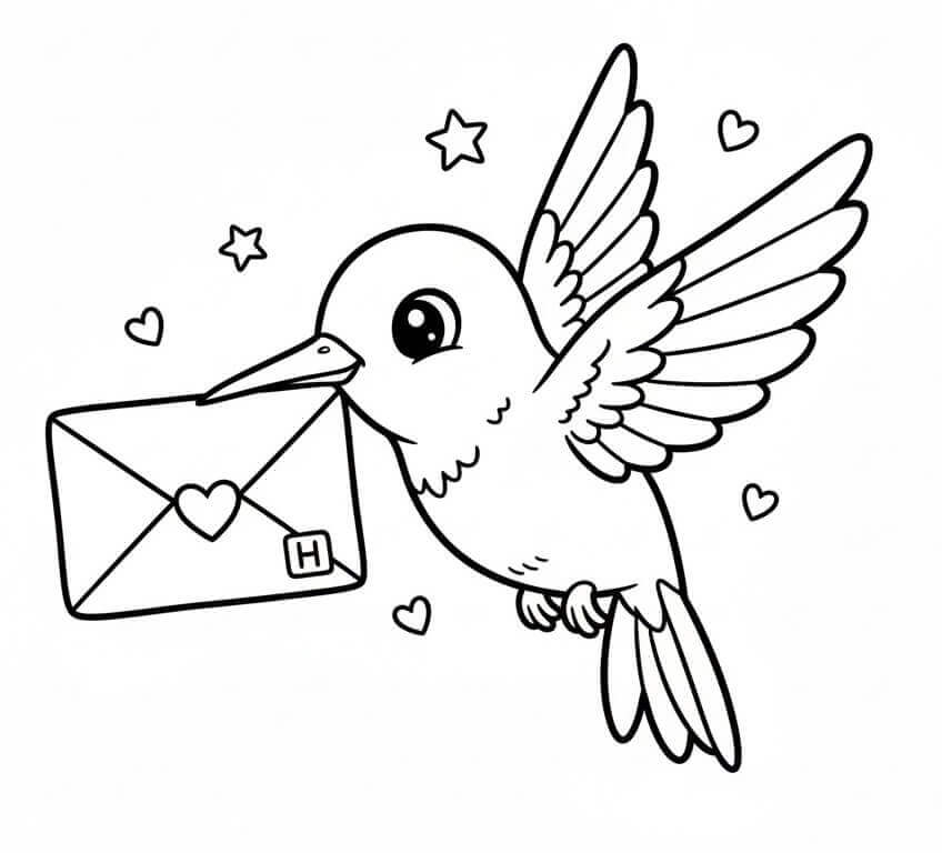 Roztomilý Kolibřík omalovánka