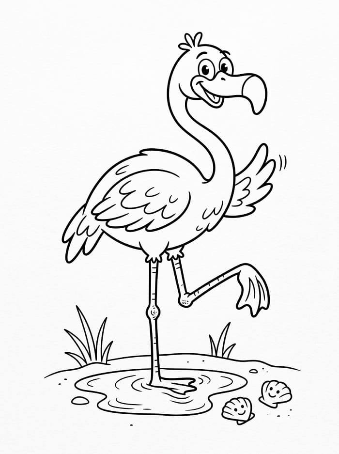 Roztomilý Plameňák omalovánka