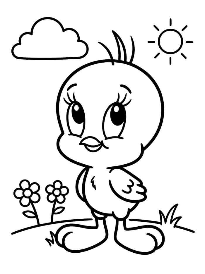 Snadný Tweety omalovánka