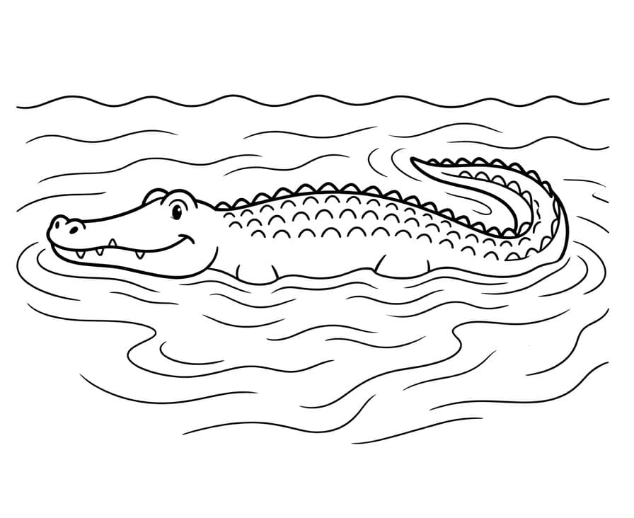 Snadný aligátor omalovánka