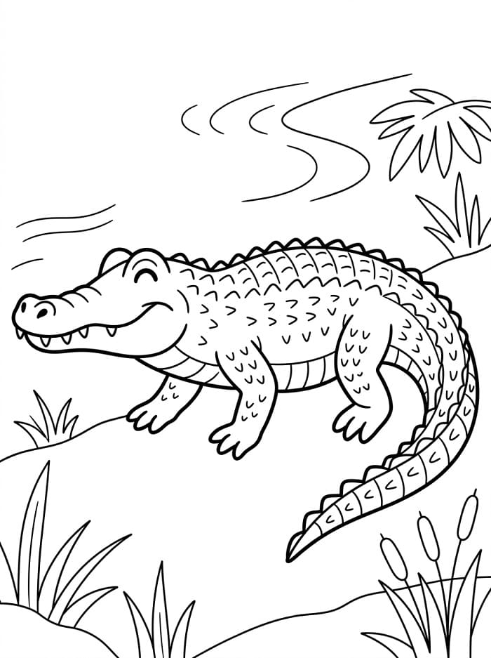 Šťastný aligátor omalovánka