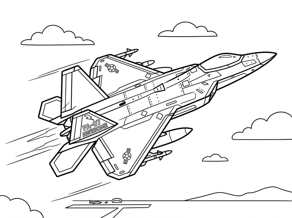 Stíhačka Jednoduchý omalovánka