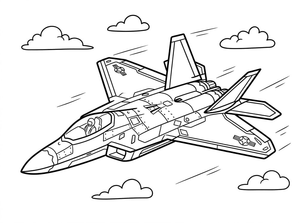 Stíhačka Snadný omalovánka