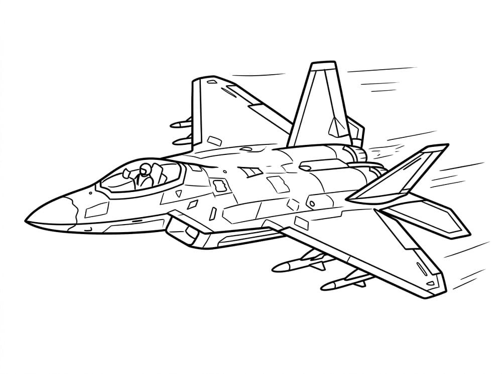 Stíhačka na obloze omalovánka