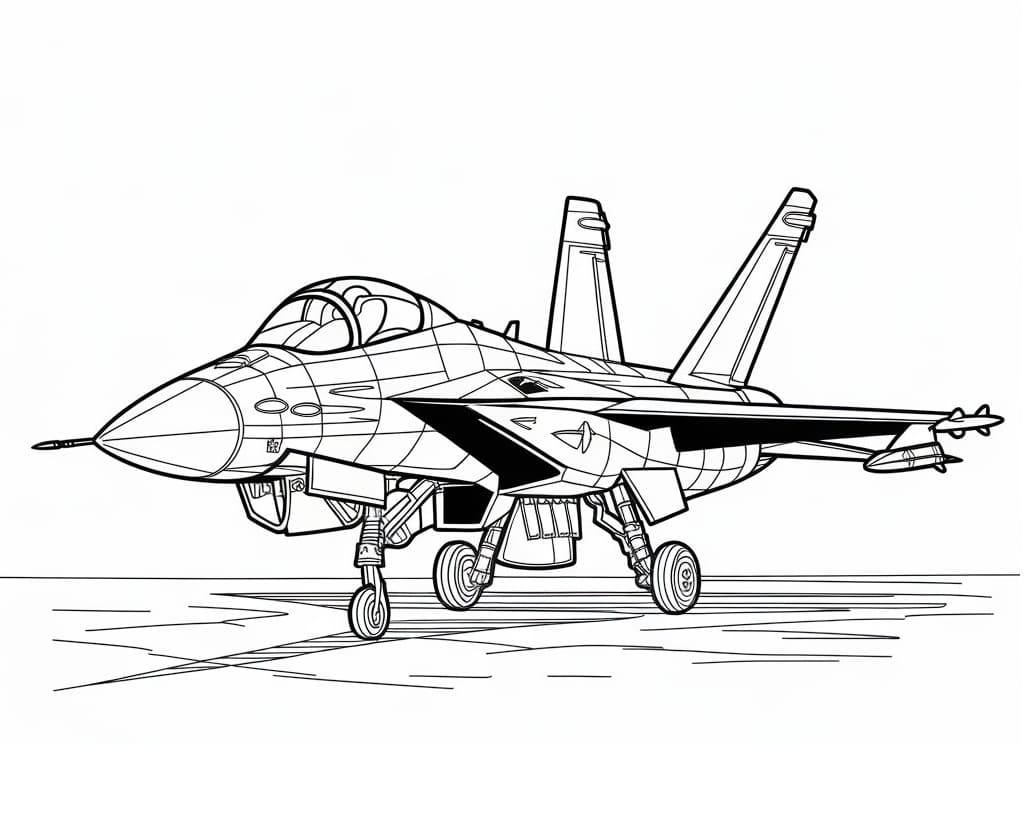 Stíhačka tisknutelný obrázek omalovánka