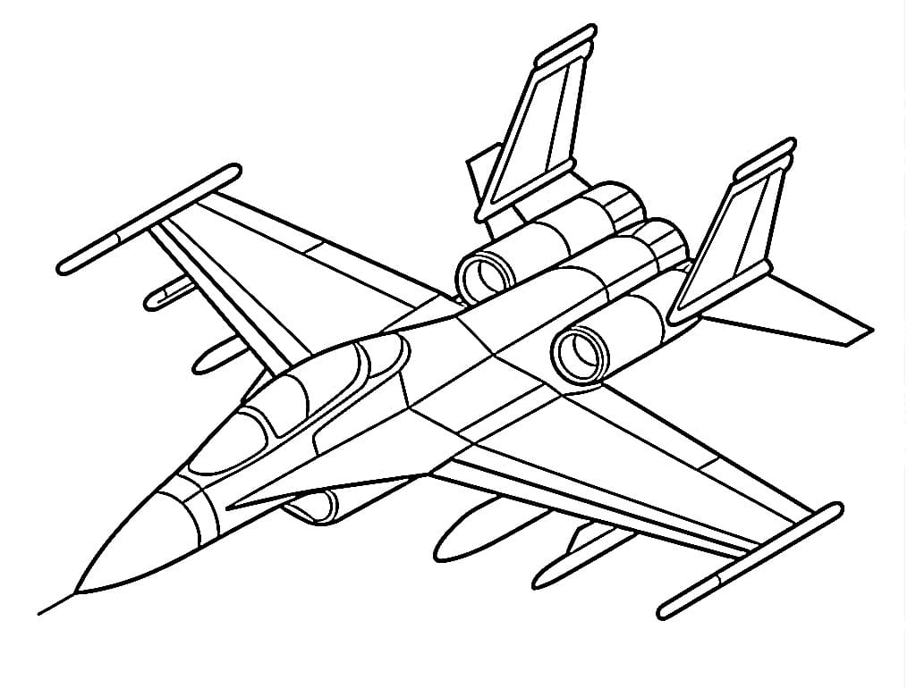 Stíhačka tisknutelný pro děti omalovánka