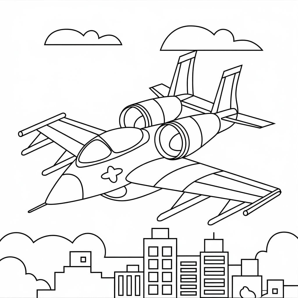 Stíhačka tisknutelný omalovánka