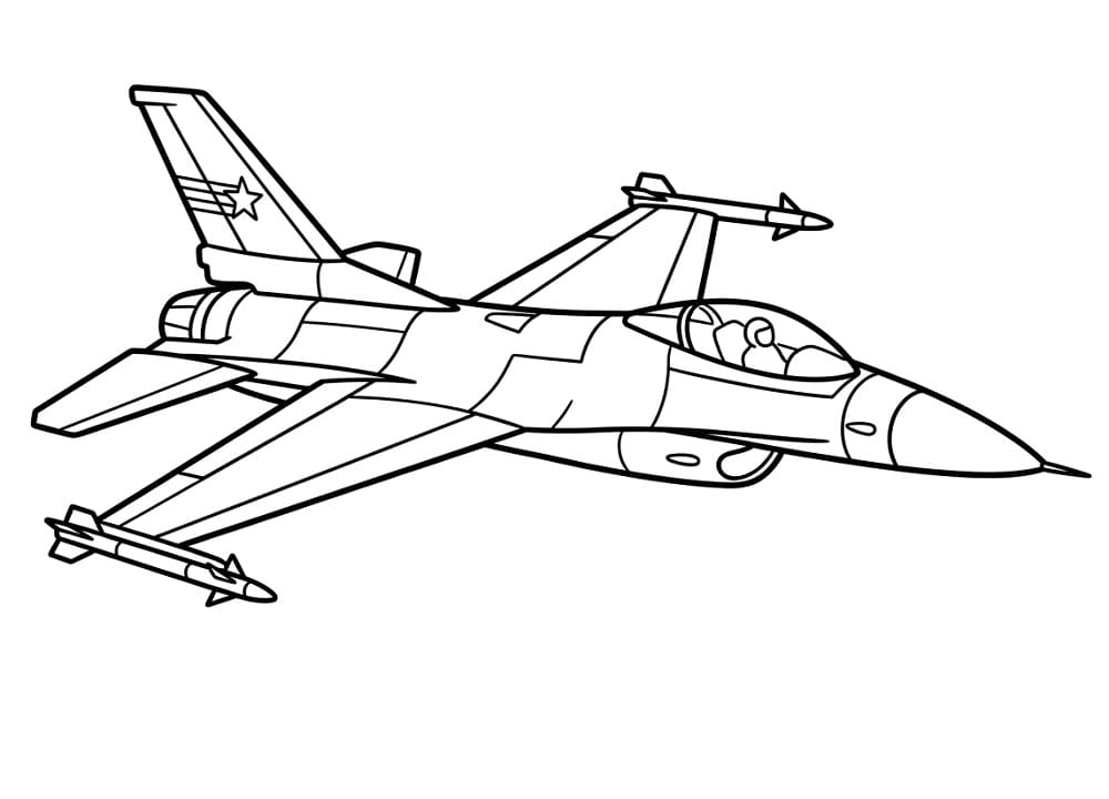 Stíhačka zdarma omalovánka