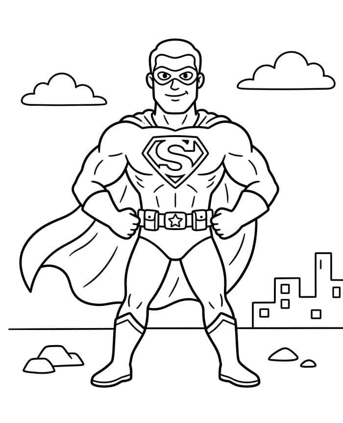 Superhrdina pro děti omalovánka