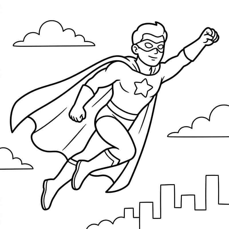 Superhrdina tisknutelný obrázek omalovánka