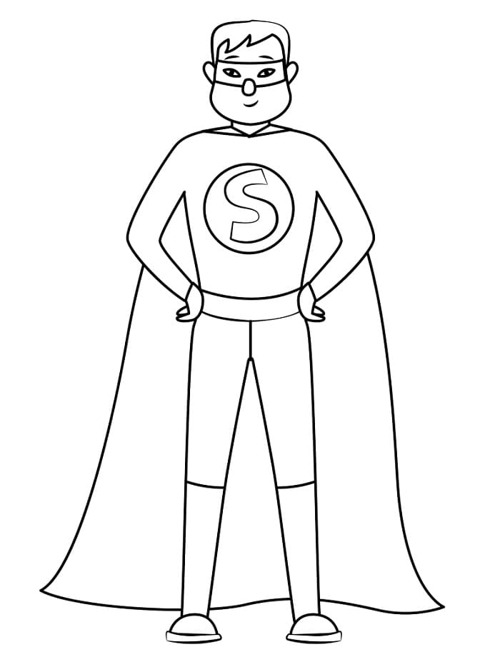 Superhrdina zdarma tisknutelný omalovánka