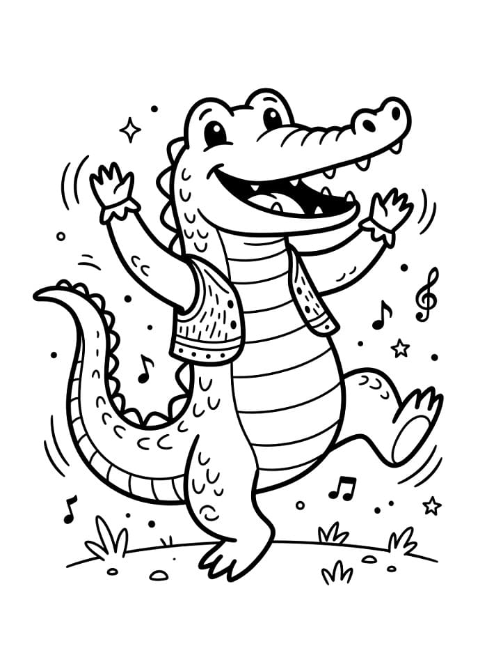 Tančící aligátor omalovánka