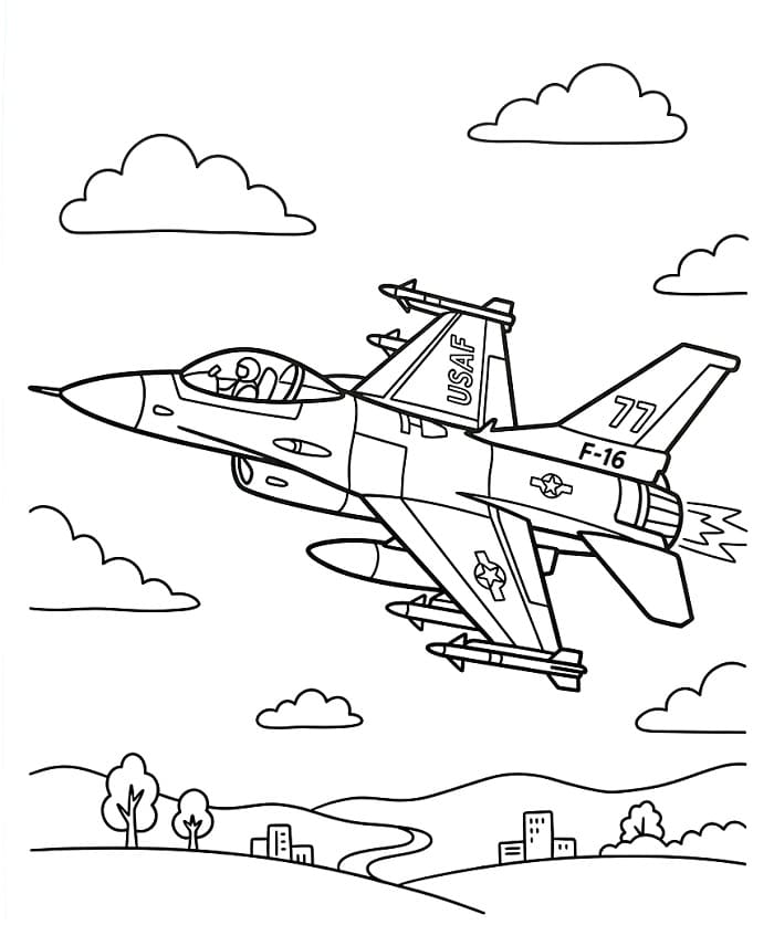 Tisknutelný Stíhačka omalovánka