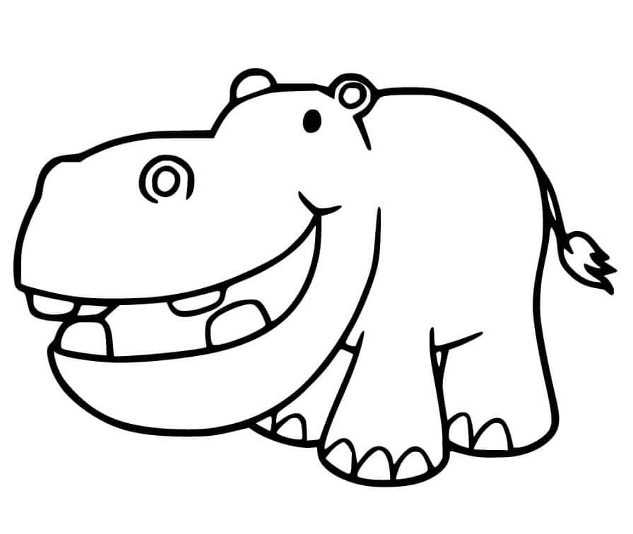 Tisknutelný zdarma hroch omalovánka