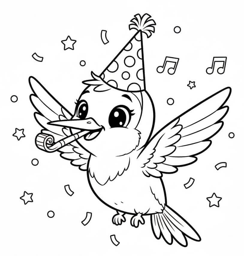 Velmi roztomilý Kolibřík omalovánka